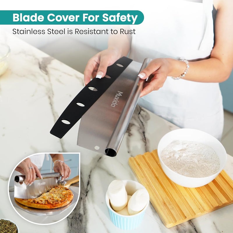 Muxida Aluminum Pizza Peel & Rocker Cutter Set (12" x 14") – Premium Stainless Steel Pizza Paddle with Foldable Wooden Handle, Lightweight Pizza Spatula with Storage Bag for Oven & Outdoor Pizza Maker - Image 5